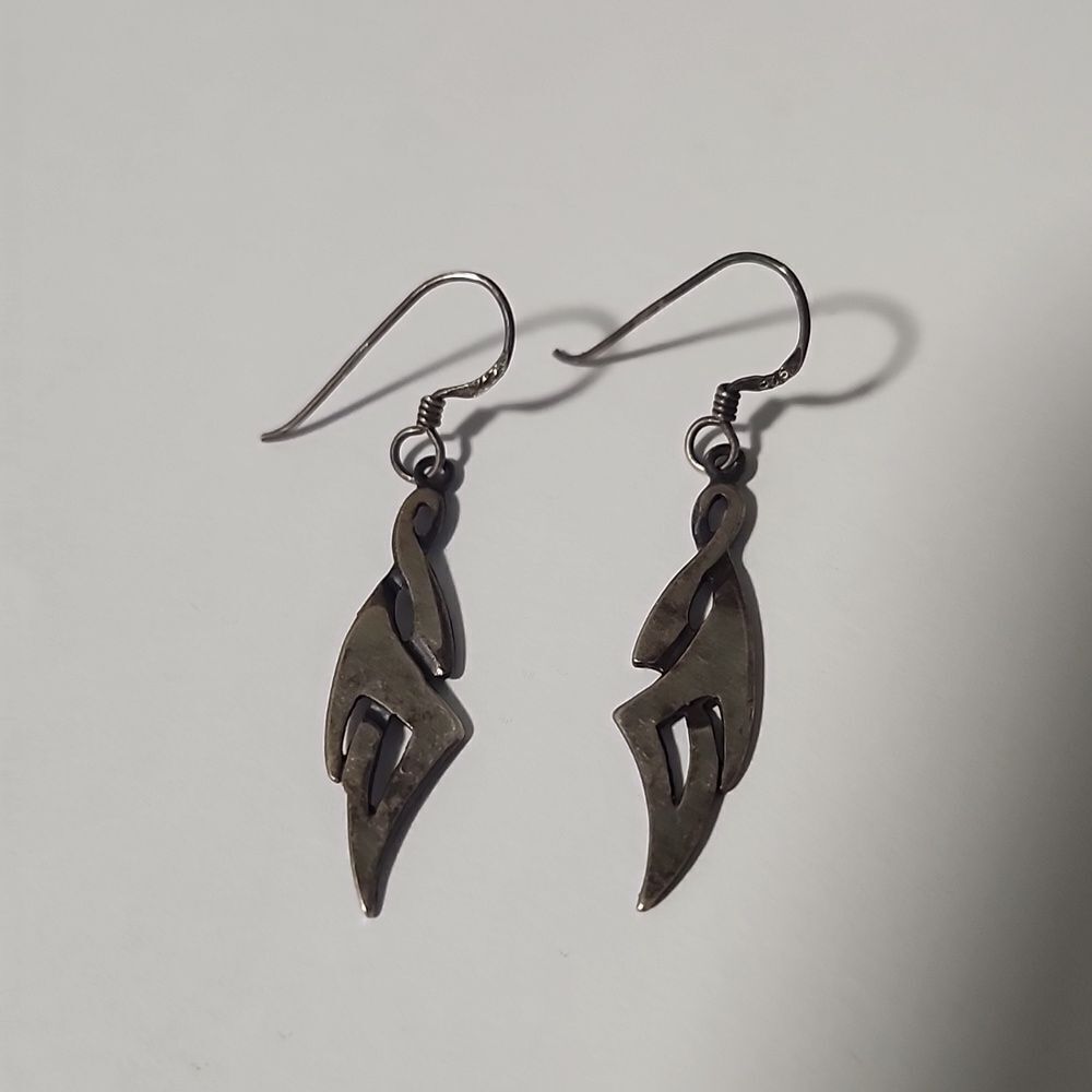 Sterling Silver Abstract Dangle Earrings 925
